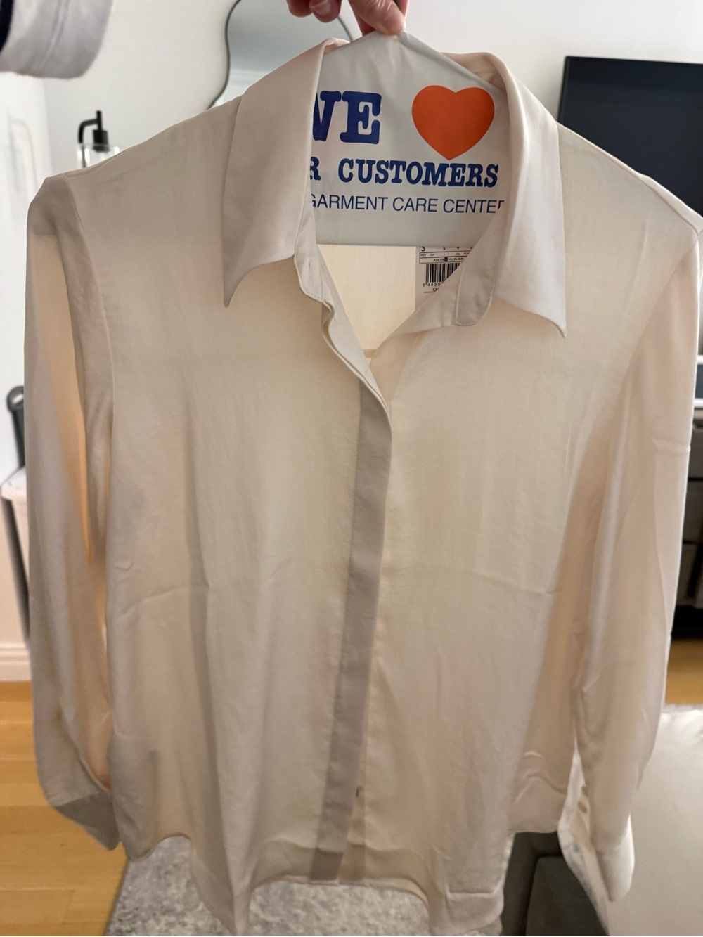 Mango Cream Button-Front Dress Shirt